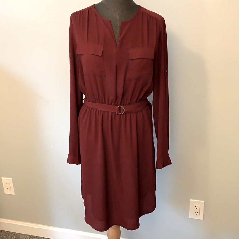Long sleeve belted dress 